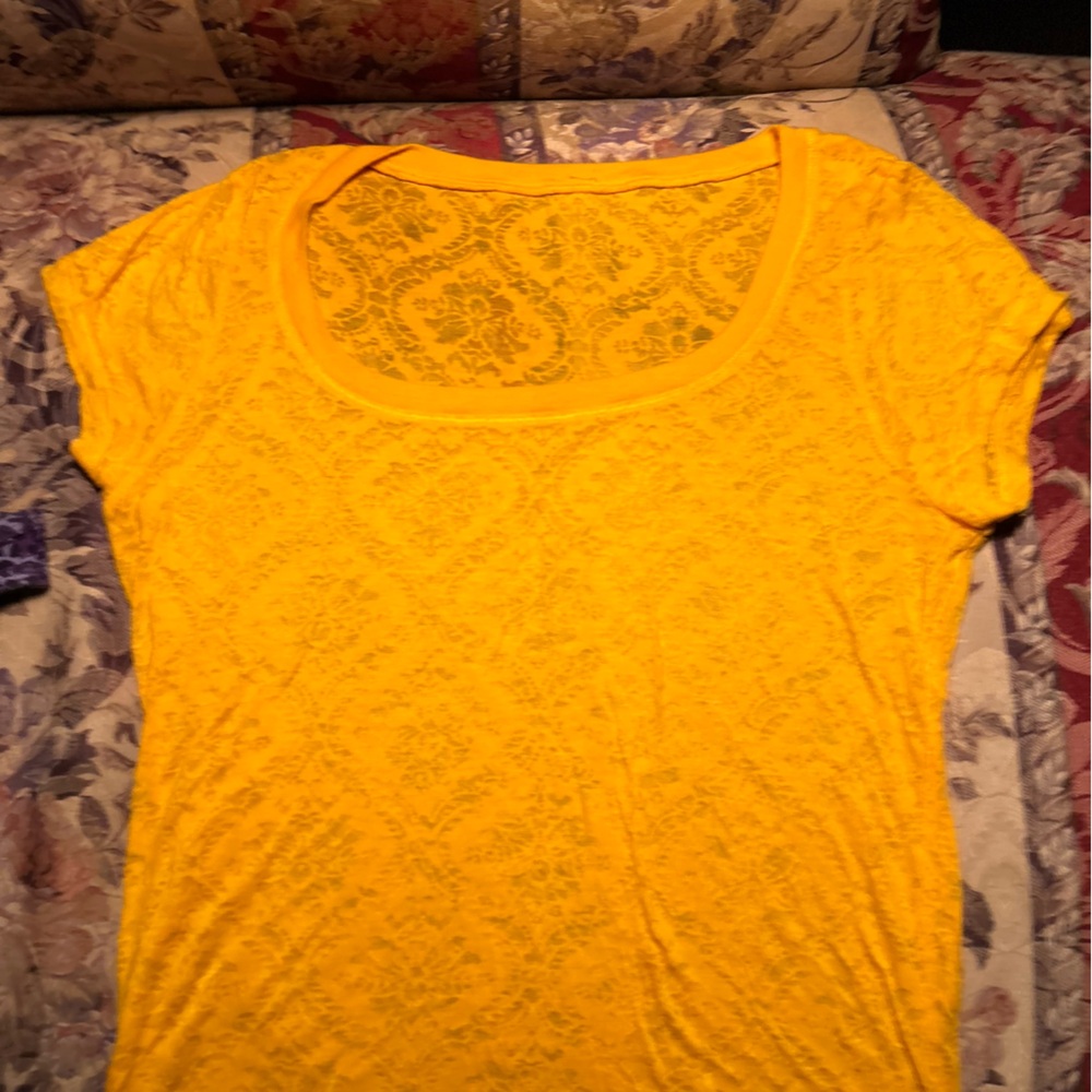 Yellow Crew Neck Cap Sleeve T-Shirt